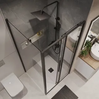 Душевой уголок Niagara Nova NG-84-13AB-A90B-34 130x90 см профиль чёрный матовый стекло прозрачное