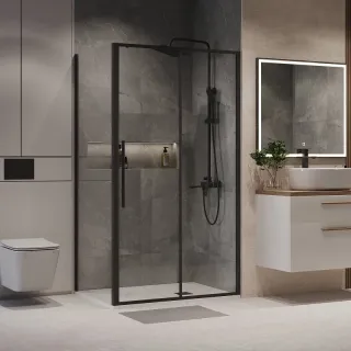Душевой уголок Niagara Nova NG-84-13AB-A90B-34 130x90 см профиль чёрный матовый стекло прозрачное