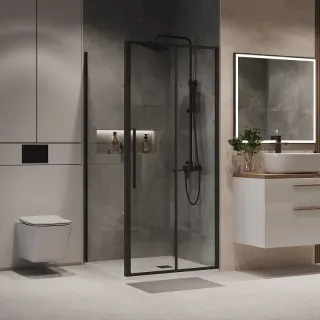 Душевой уголок Niagara Nova NG-84-13AB-A90B-34 130x90 см профиль чёрный матовый стекло прозрачное