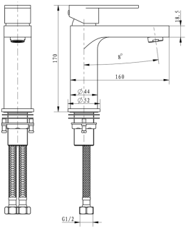 Смеситель для раковины Hansberge Optima H1044C хром