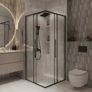 Душевой уголок Niagara Nova NG-6824-34BLACK 100x100 см профиль чёрный матовый стекло прозрачное