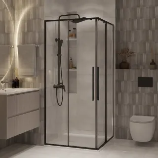 Душевой уголок Niagara Nova NG-6824-34BLACK 100x100 см профиль чёрный матовый стекло прозрачное