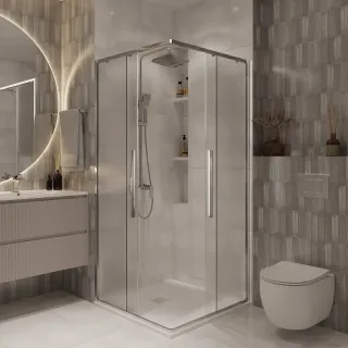 Душевой уголок Niagara Nova NG-3622-34 80x80 см профиль хром стекло шиншилла