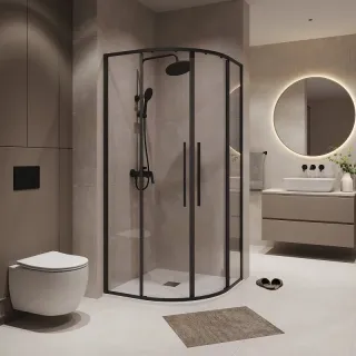Душевой уголок Niagara Nova NG-6825-34BLACK 80x80 см профиль чёрный матовый стекло прозрачное