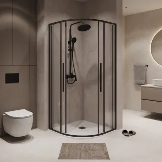 Душевой уголок Niagara Nova NG-6826-34BLACK 90x90 см профиль чёрный матовый стекло прозрачное