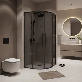 Душевой уголок Niagara Nova NG-2827-34BLACK 100x100 см профиль чёрный матовый стекло тонированное