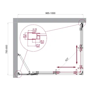 Душевой уголок BelBagno Luce LUCE-AH-21-100/80-C-Cr 100x80 см профиль хром стекло прозрачное