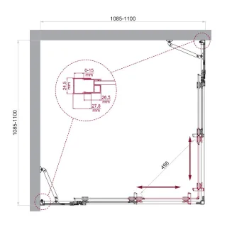 Душевой уголок BelBagno Luce LUCE-A-22-90+20-C-Cr 110x110 см профиль хром стекло прозрачное