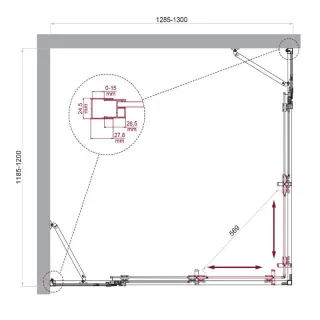 Душевой уголок BelBagno Luce LUCE-AH-22-130/120-C-Cr 130x120 см профиль хром стекло прозрачное