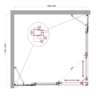 Душевой уголок BelBagno Luce LUCE-AH-22-140/115-C-Cr 140x120 см профиль хром стекло прозрачное