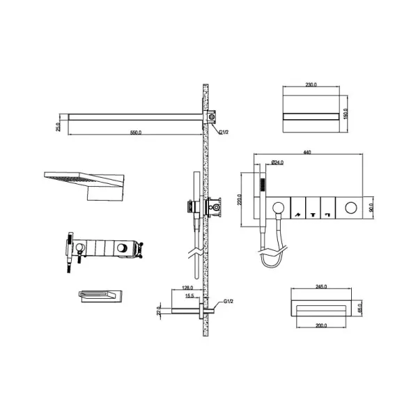 Душевой комплект Boheme Zodiac 132-2-NB брашированный никель