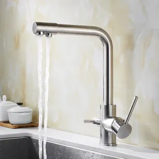 Смеситель для кухни Boch Mann Laura BN BM10423 с краном под фильтр матовый никель Смеситель для кухни Boch Mann Laura BN BM10423 с краном под фильтр матовый никель