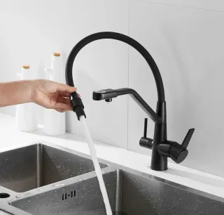 Смеситель для кухни Boch Mann Else B BM10427 с краном под фильтр чёрный Смеситель для кухни Boch Mann Else B BM10427 с краном под фильтр чёрный