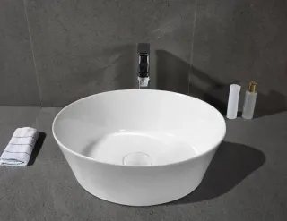 Раковина накладная Ceruttispa CR3301MWM2 40см белый мрамор матовый