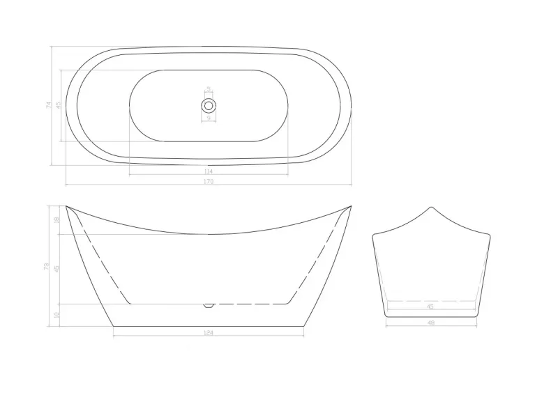 Ванна акриловая Ceruttispa Nemi MB CT10508 170x74 см чёрный матовый