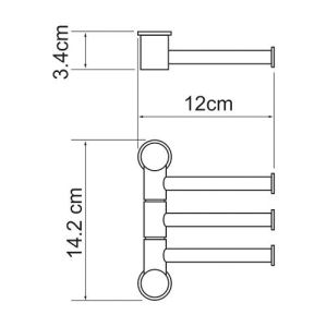 Wasserkraft K-1053 Держатель полотенец 3-е рога, короткие