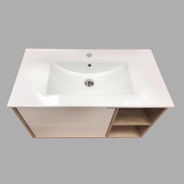 Comforty Тумба-умывальник "Бремен-90" дуб белый с раковиной Comforty 9090EL