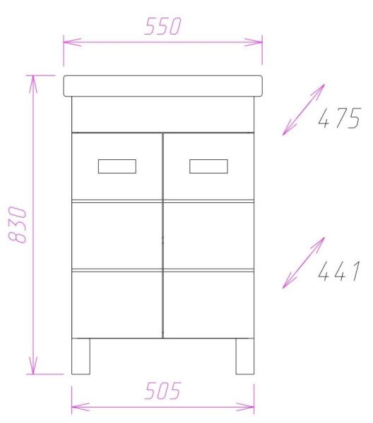 Напольная тумба под раковину Onika Балтика-Квадро 105521 55см белый