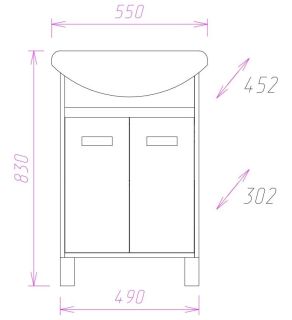 Напольная тумба под раковину Onika Гамма 105537 55см ясень шимо/венге