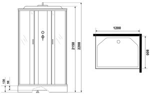 Душевая кабина Niagara NG-43285-14QF с гидромассажем 120x80см серебро/матовое