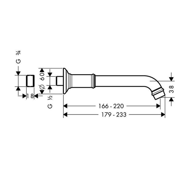 Излив для ванны Hansgrohe 16541950 Шлифованная латунь Излив для ванны Hansgrohe 16541950 Шлифованная латунь