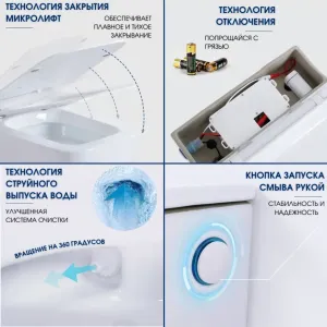 Унитаз подвесной Ceruttispa Argentera Aria Pulse CT10590 с функцией импульсного смыва белый