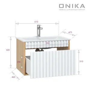 Подвесная тумба Onika Дайлер 106150 60см белый/дуб сонома