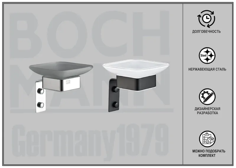 Мыльница стеклянная с держателем Boch Mann BM10661 хром