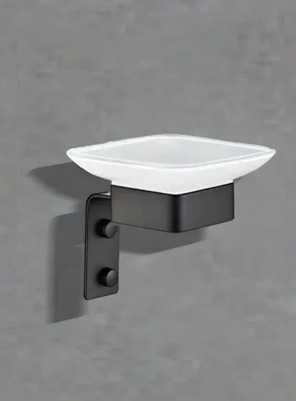 Мыльница стеклянная с держателем Boch Mann BM10662 чёрный