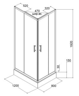 Душевой уголок Parly ZQ121F 120x80см с поддоном Душевой уголок Parly ZQ121F 120x80см с поддоном