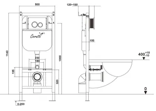 Инсталляция для унитаза Cerutti SPA CR557 с рамой повышенной коррозионной стойкости