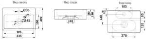 Раковина-чаша CeramaLux 9135 белая 33.5 см