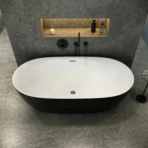 Ванна акриловая Ceruttispa Skye CT10877 170x75 см со сливом-переливом чёрный матовый/белый