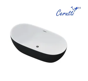 Ванна акриловая Ceruttispa Skye CT10877 170x75 см со сливом-переливом чёрный матовый/белый
