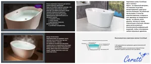 Ванна акриловая Ceruttispa Greta CT10878 170x80 см со сливом-переливом чёрный матовый/белый