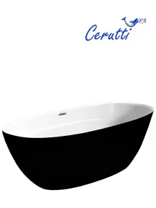 Ванна акриловая Ceruttispa Greta CT10878 170x80 см со сливом-переливом чёрный матовый/белый