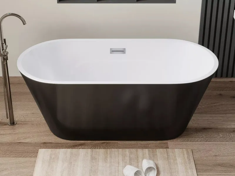 Ванна акриловая Ceruttispa Resia CT10879 170x75 см со сливом-переливом чёрный матовый/белый