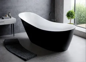 Ванна акриловая Ceruttispa Gloria CT10881 170x75 см со сливом-переливом чёрный матовый/белый