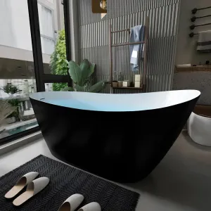 Ванна акриловая Ceruttispa Gloria CT10881 170x75 см со сливом-переливом чёрный матовый/белый
