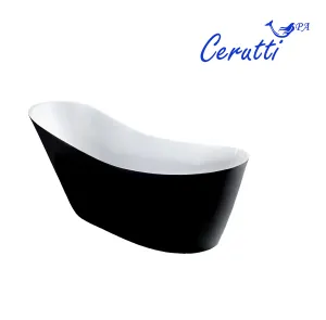 Ванна акриловая Ceruttispa Gloria CT10881 170x75 см со сливом-переливом чёрный матовый/белый