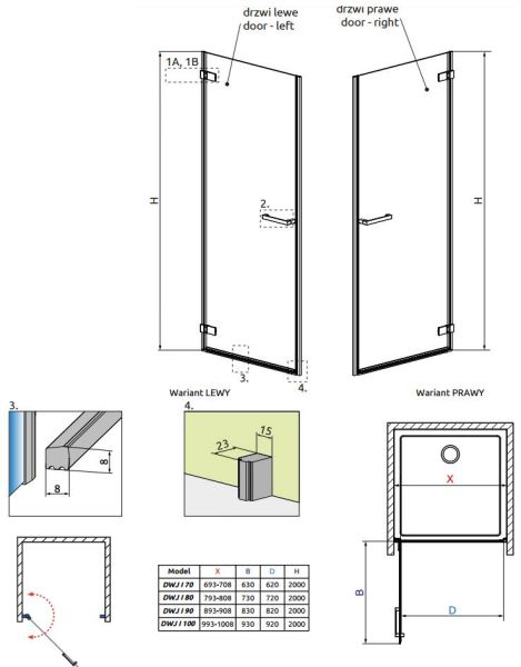 Душевая дверь Radaway Arta DWJ I 90 L