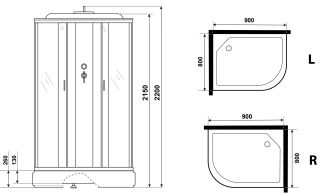 Душевая кабина Niagara NG-33984-14RG с гидромассажем 90x80см серебро/матовое