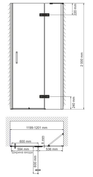 Душевая дверь Wasserkraft Aller 10H05R 120x200 правая
