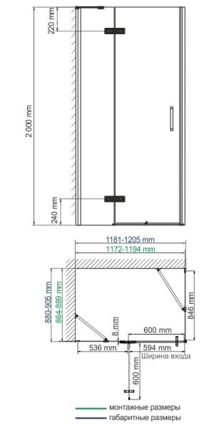 Душевой уголок Wasserkraft Aller 10H07L 120x90 левый