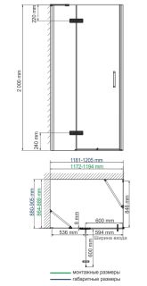 Душевой уголок Wasserkraft Aller Black 10H07LBLACK 120x90 левый Душевой уголок Wasserkraft Aller Black 10H07LBLACK 120x90 левый