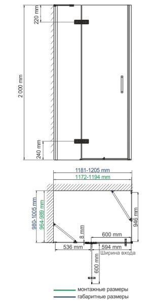 Душевой уголок Wasserkraft Aller 10H10L 120x100 левый