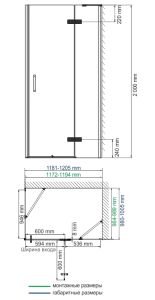 Душевой уголок Wasserkraft Aller Black 10H10RBLACK MATT 120x100 правый