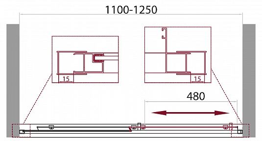 Душевая дверь, хром BelBagno UNIQUE-BF-1-110/125-C-Cr