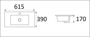 Раковина  CeramaLux 9393-60 белая 61.5 см