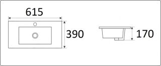 Раковина  CeramaLux 9393-60 белая 61.5 см
